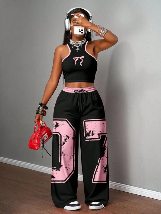 Conjunto dos piezas camisa de manga corta y pantalón holgado