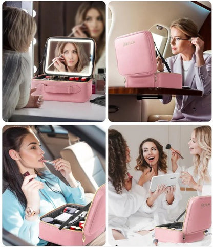 Cosmetiquera con espejo y luz led