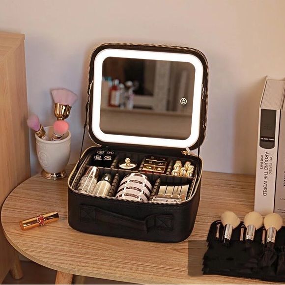 Cosmetiquera con espejo y luz led