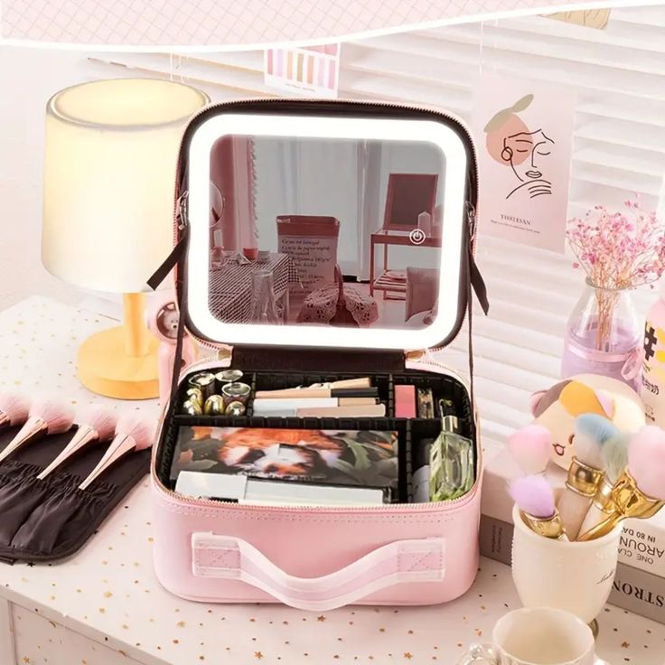 Cosmetiquera con espejo y luz led